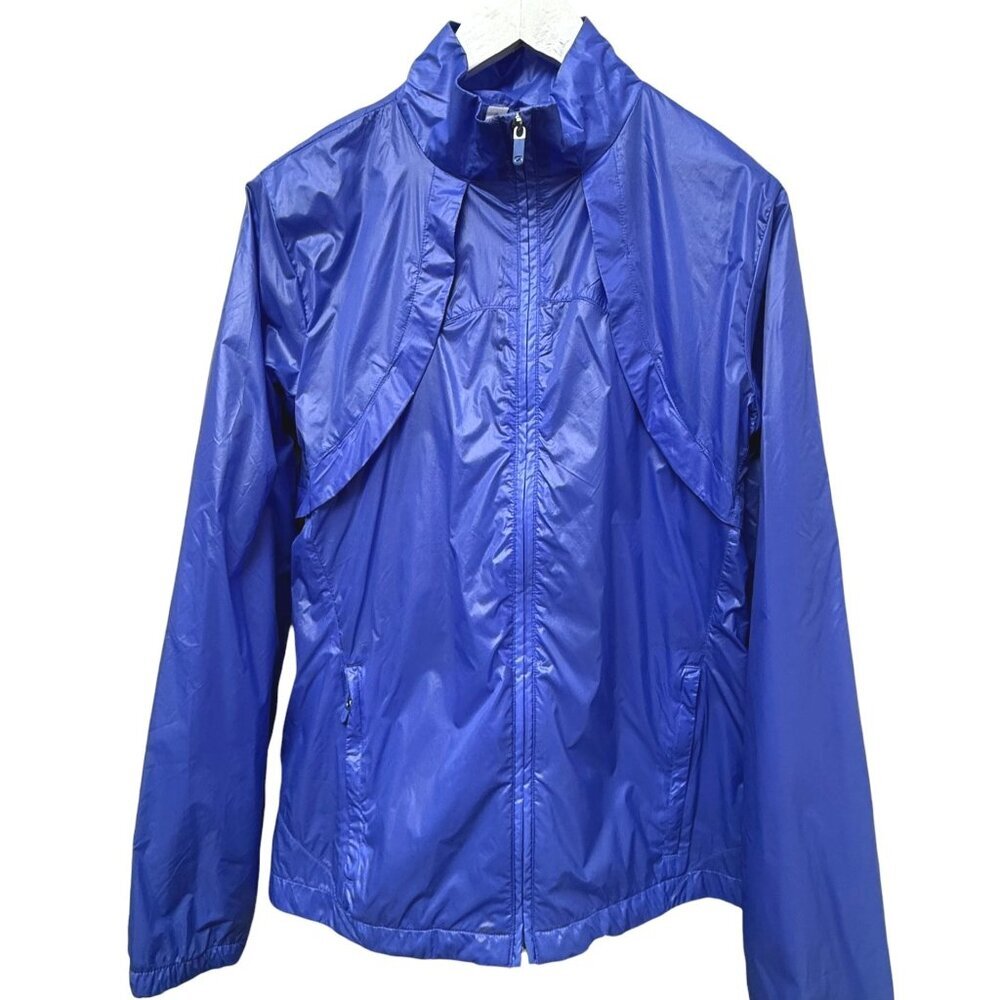GAP Fit Windbreaker Jacket Womens Medium Periwinkle Blue Zip Front Running Golf
